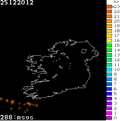 Lightning Report for Ireland on Tuesday 25 December 2012