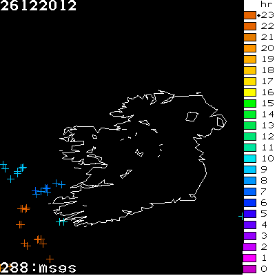 Lightning Report for Ireland on Wednesday 26 December 2012
