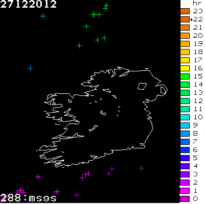 Lightning Report for Ireland on Thursday 27 December 2012