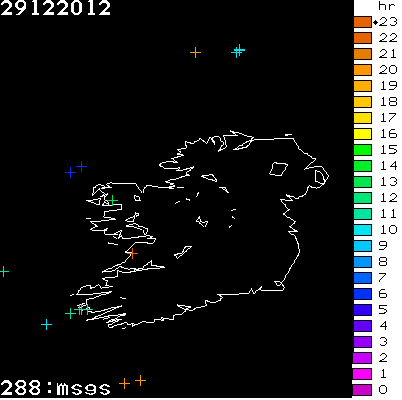 Lightning Report for Ireland on Saturday 29 December 2012