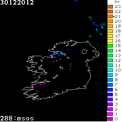 Lightning Report for Ireland on Sunday 30 December 2012