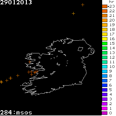 Lightning Report for Ireland on Tuesday 29 January 2013