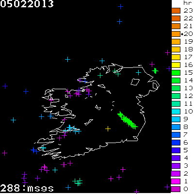 Lightning Report for Ireland on Tuesday 05 February 2013