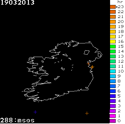 Lightning Report for Ireland on Tuesday 19 March 2013