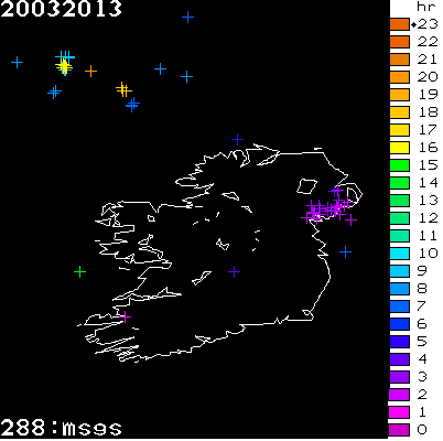 Lightning Report for Ireland on Wednesday 20 March 2013