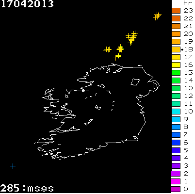 Lightning Report for Ireland on Wednesday 17 April 2013