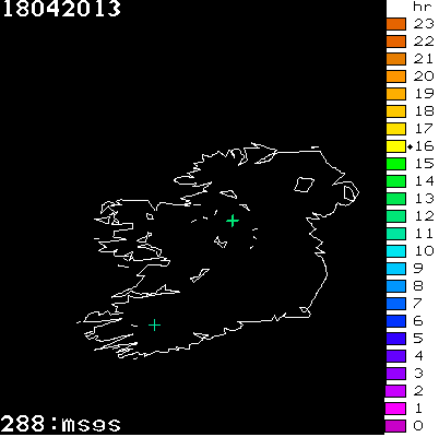 Lightning Report for Ireland on Thursday 18 April 2013
