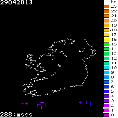 Lightning Report for Ireland on Monday 29 April 2013