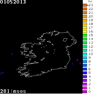 Lightning Report for Ireland on Wednesday 01 May 2013
