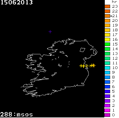 Lightning Report for Ireland on Saturday 15 June 2013