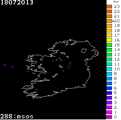 Lightning Report for Ireland on Thursday 18 July 2013
