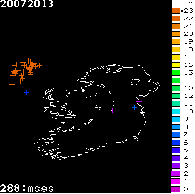 Lightning Report for Ireland on Saturday 20 July 2013