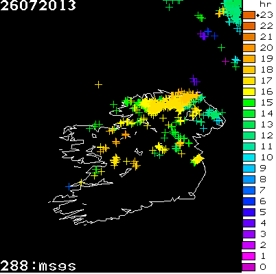 Lightning Report for Ireland on Friday 26 July 2013