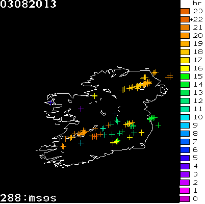 Lightning Report for Ireland on Saturday 03 August 2013