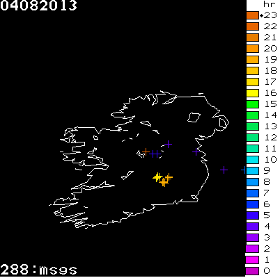 Lightning Report for Ireland on Sunday 04 August 2013