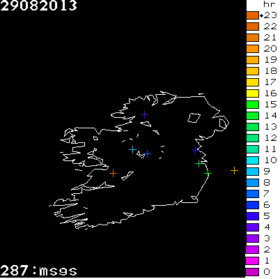 Lightning Report for Ireland on Thursday 29 August 2013