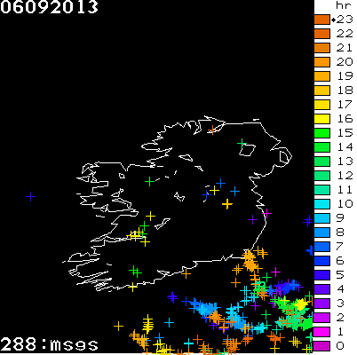 Lightning Report for Ireland on Friday 06 September 2013