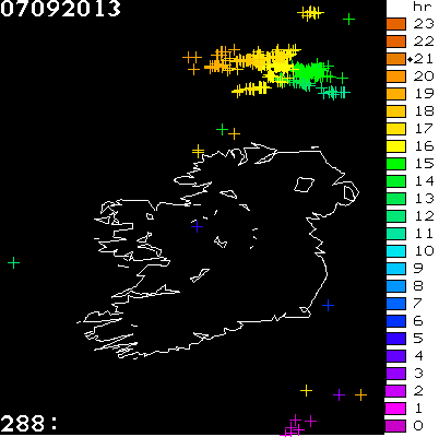 Lightning Report for Ireland on Saturday 07 September 2013