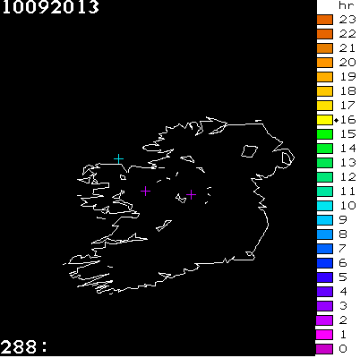 Lightning Report for Ireland on Tuesday 10 September 2013