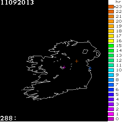 Lightning Report for Ireland on Wednesday 11 September 2013