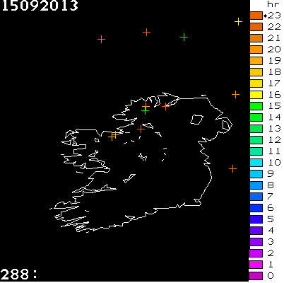 Lightning Report for Ireland on Sunday 15 September 2013