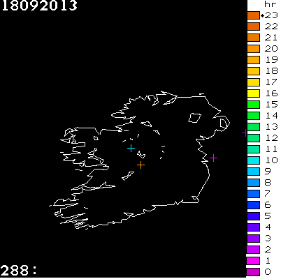 Lightning Report for Ireland on Wednesday 18 September 2013