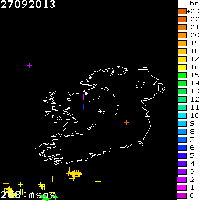 Lightning Report for Ireland on Friday 27 September 2013