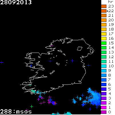 Lightning Report for Ireland on Saturday 28 September 2013