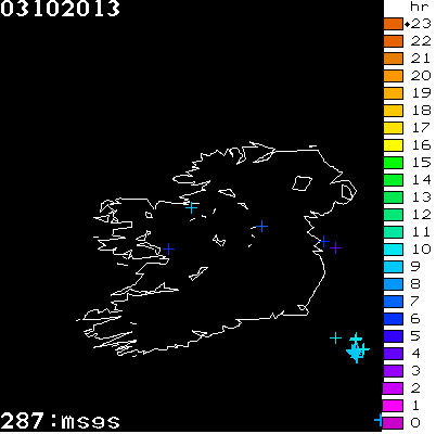 Lightning Report for Ireland on Thursday 03 October 2013