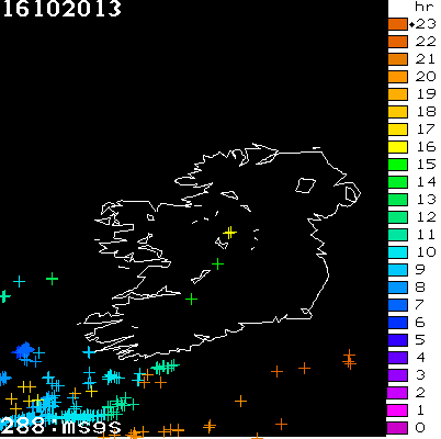 Lightning Report for Ireland on Wednesday 16 October 2013