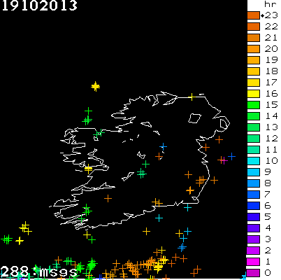 Lightning Report for Ireland on Saturday 19 October 2013