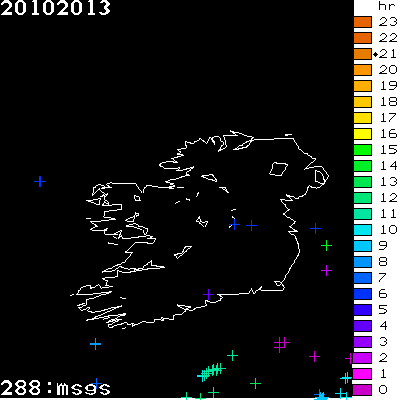 Lightning Report for Ireland on Sunday 20 October 2013