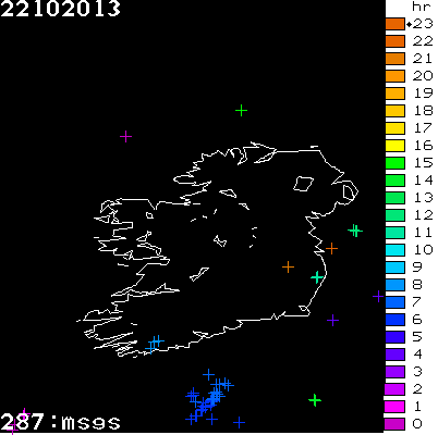 Lightning Report for Ireland on Tuesday 22 October 2013