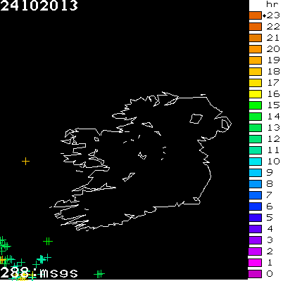 Lightning Report for Ireland on Thursday 24 October 2013