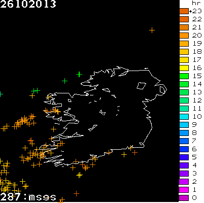 Lightning Report for Ireland on Saturday 26 October 2013