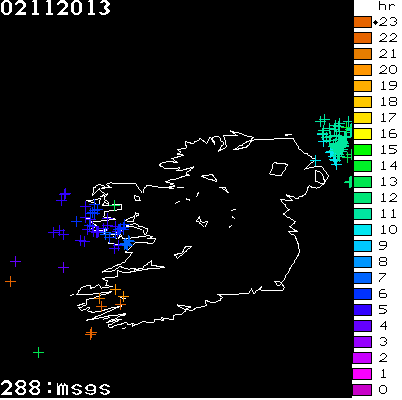 Lightning Report for Ireland on Saturday 02 November 2013