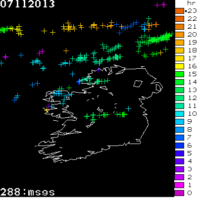 Lightning Report for Ireland on Thursday 07 November 2013