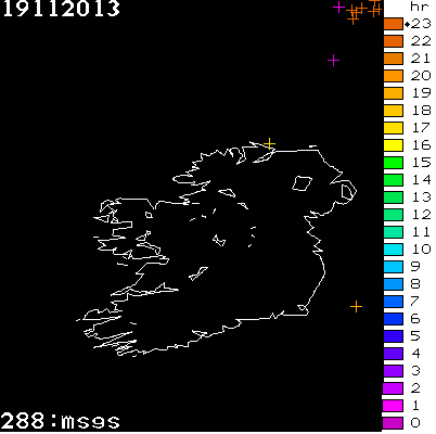 Lightning Report for Ireland on Tuesday 19 November 2013