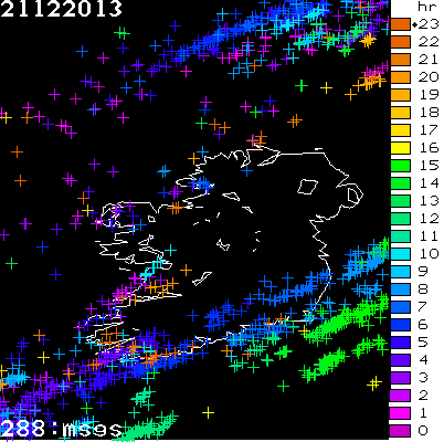 Lightning Report for Ireland on Saturday 21 December 2013