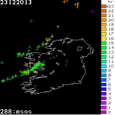 Lightning Report for Ireland on Monday 23 December 2013