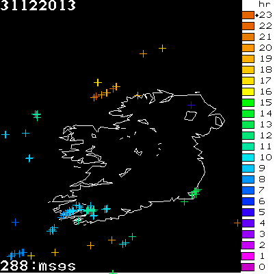 Lightning Report for Ireland on Tuesday 31 December 2013