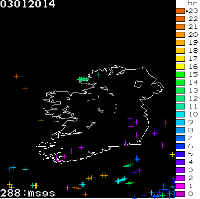 Lightning Report for Ireland on Friday 03 January 2014