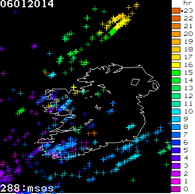 Lightning Report for Ireland on Monday 06 January 2014
