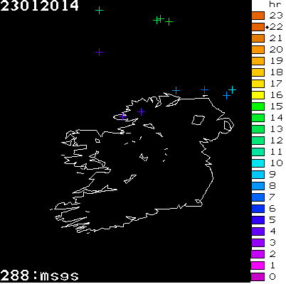 Lightning Report for Ireland on Thursday 23 January 2014