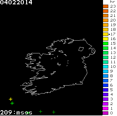 Lightning Report for Ireland on Tuesday 04 February 2014