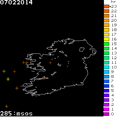 Lightning Report for Ireland on Friday 07 February 2014