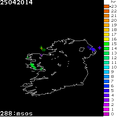 Lightning Report for Ireland on Friday 25 April 2014