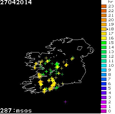 Lightning Report for Ireland on Sunday 27 April 2014