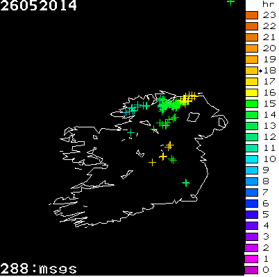 Lightning Report for Ireland on Monday 26 May 2014