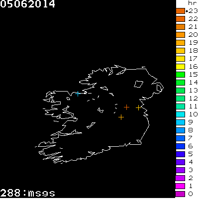 Lightning Report for Ireland on Thursday 05 June 2014